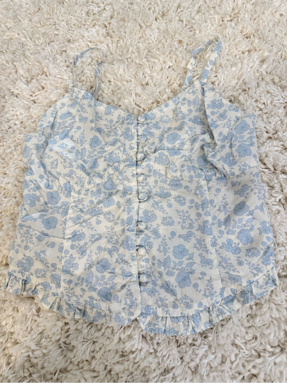 Urban Outfitters Blue Floral Button-Front Tank